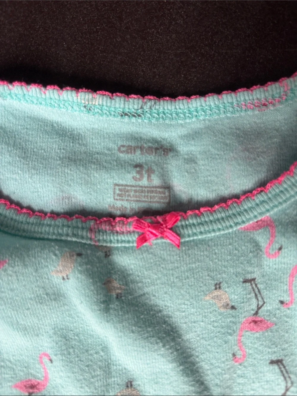 Carter's Mint Green Tee with Pink Flamingo Accents